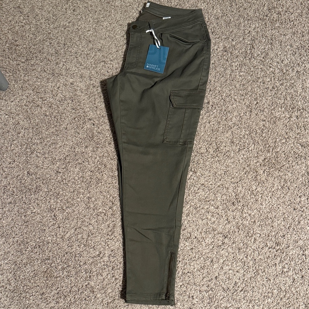 Market & Spruce Dark Green Skinny Cargo Pants